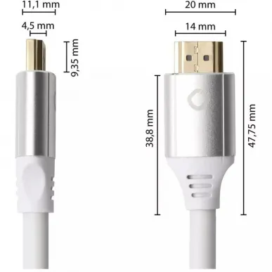 Кабель HDMI Oehlbach PERFORMANCE Black Magic MKII, UHS HDMI cable 5,0m white, D1C92497